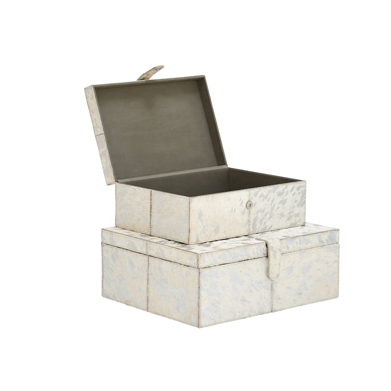 Silver MDF Glam Box (Set of 2) - S/2 14", 17"W
