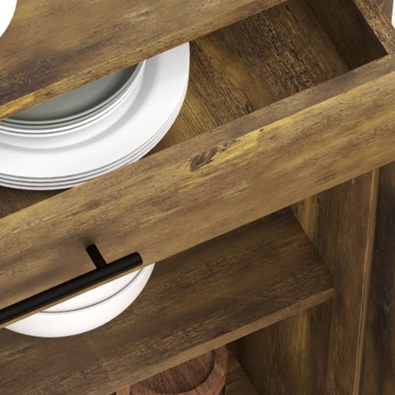 HOMCOM Kitchen Island Cart Rolling Trolley Cart with Drawer, Storage Cabinet & Towel Rack