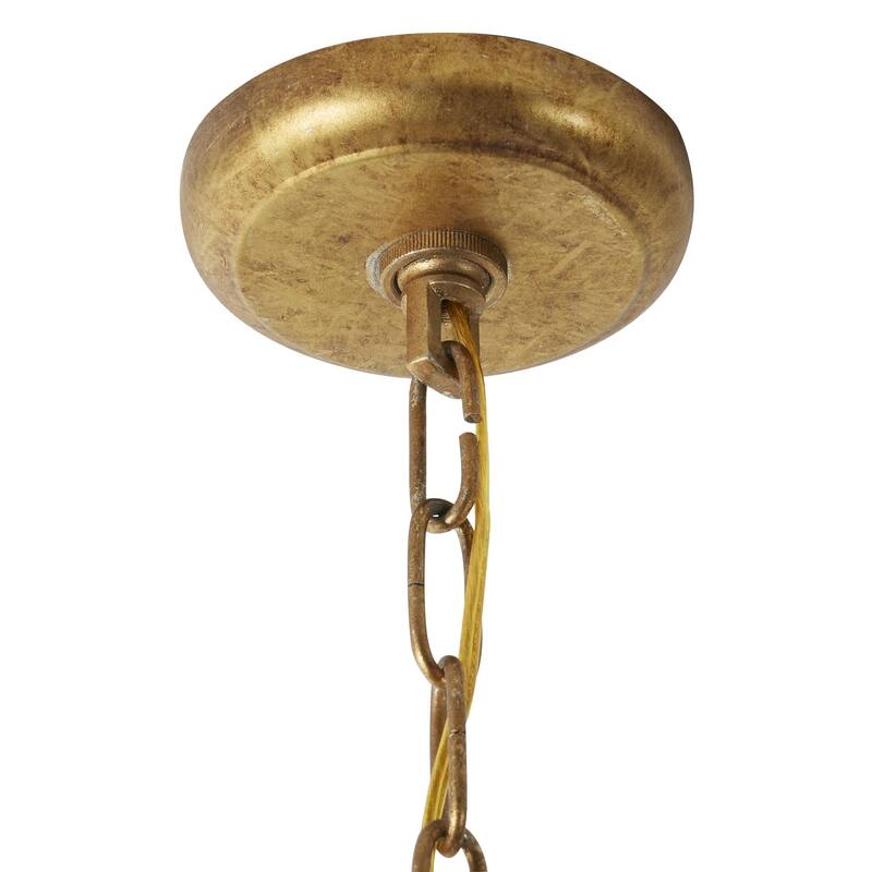 Metal Caged 4 Light Room Chandelier with Link Style Chain - Gold - Roche River Decor