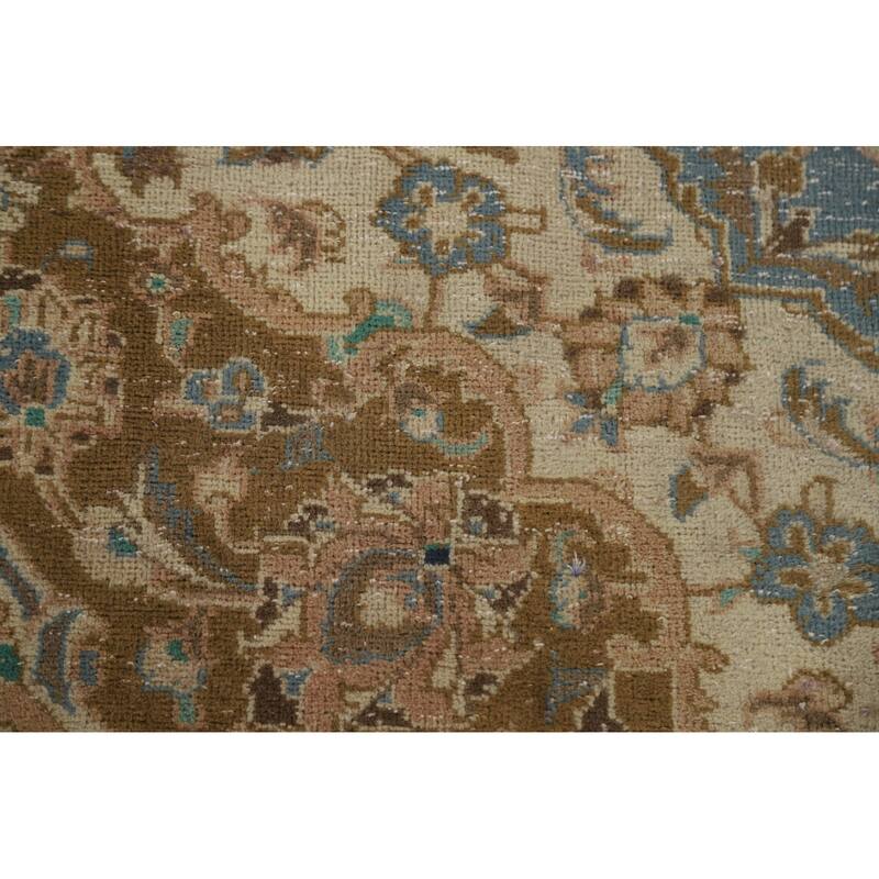 Hand Knotted Oriental 100% Wool Carpet Traditional Floral Pink Mashad Area Rug - 13' 3'' X 9' 7''