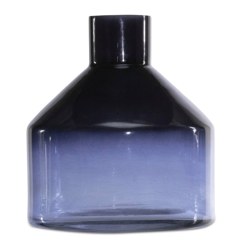 6" Blue Ombre Glass Round Table Vase - 6.00