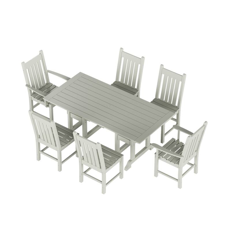 Laguna Hdpe All Weather Outdoor Patio Dining Set with Rectangle Table, Side Chairs (7-Piece Set)
