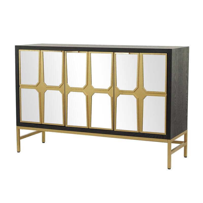 Wooden 3 Drawer Chest with Mirrored Front - Gold or Black - Roche River Decor