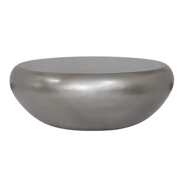slide 2 of 10, Pasargad Home Helios Drum Shape Coffee Table - W39" x D34.5" x H14.5" Silver