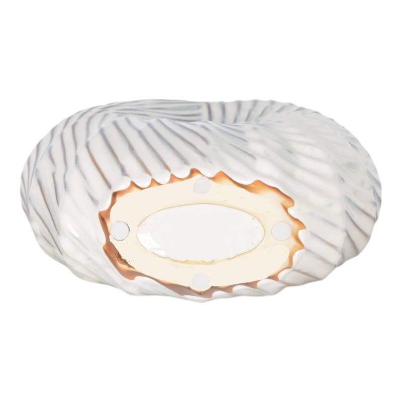 Ceramic Decorative Vase with Coastal Shell and Wavy Textured Design