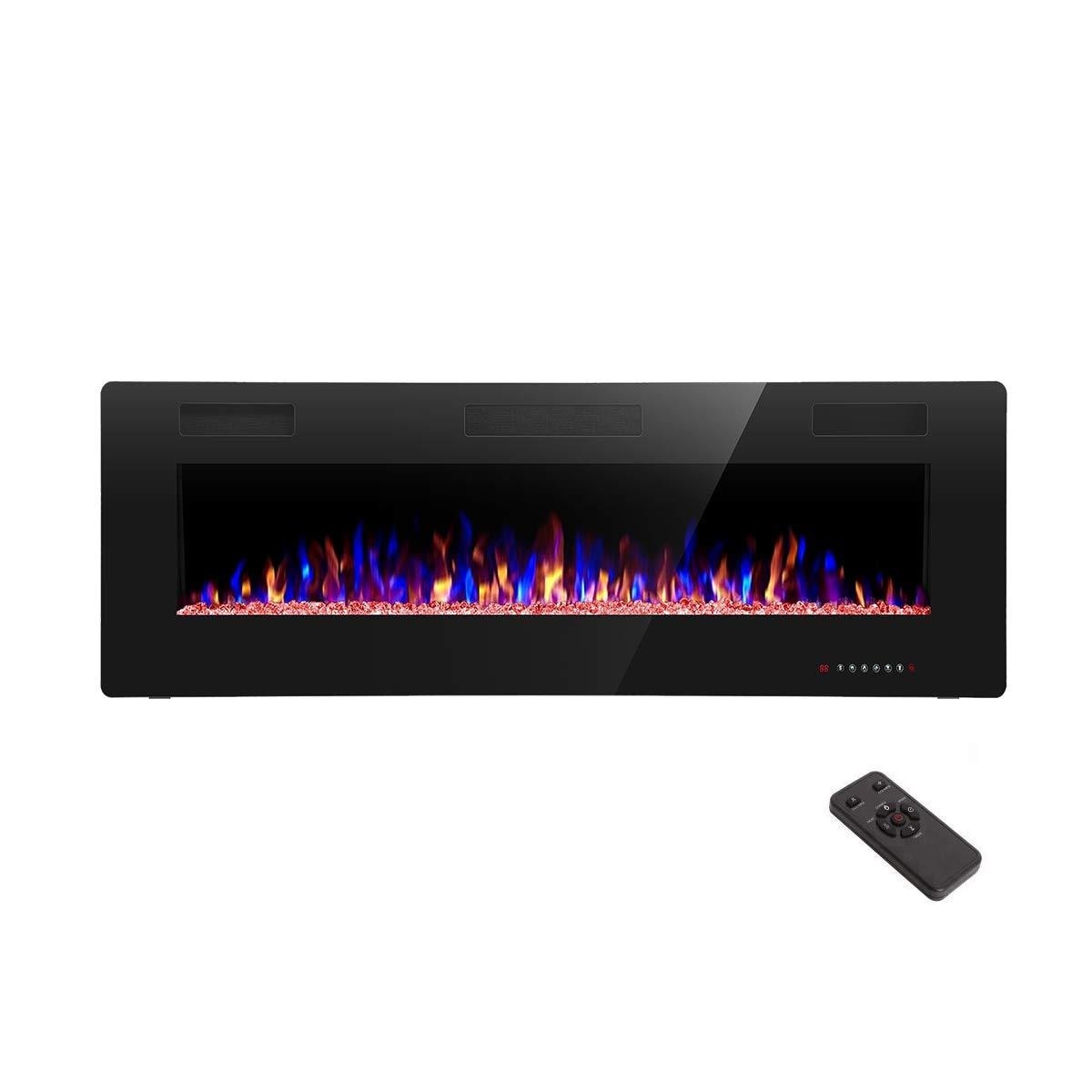 Low Noise Homevibes 36 Inches Recessed Electric Fireplace Insert and Wall Mounted Electric Fireplace Heater Faux Fireplace with Remote Control and Touch Screen 750W//1500W