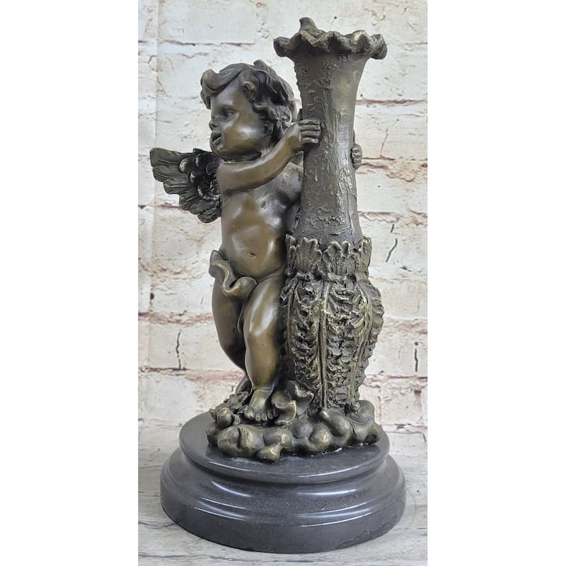 12 Inches Auguste Moreau Cherub Angel Bronze Sculpture Statue Decoration