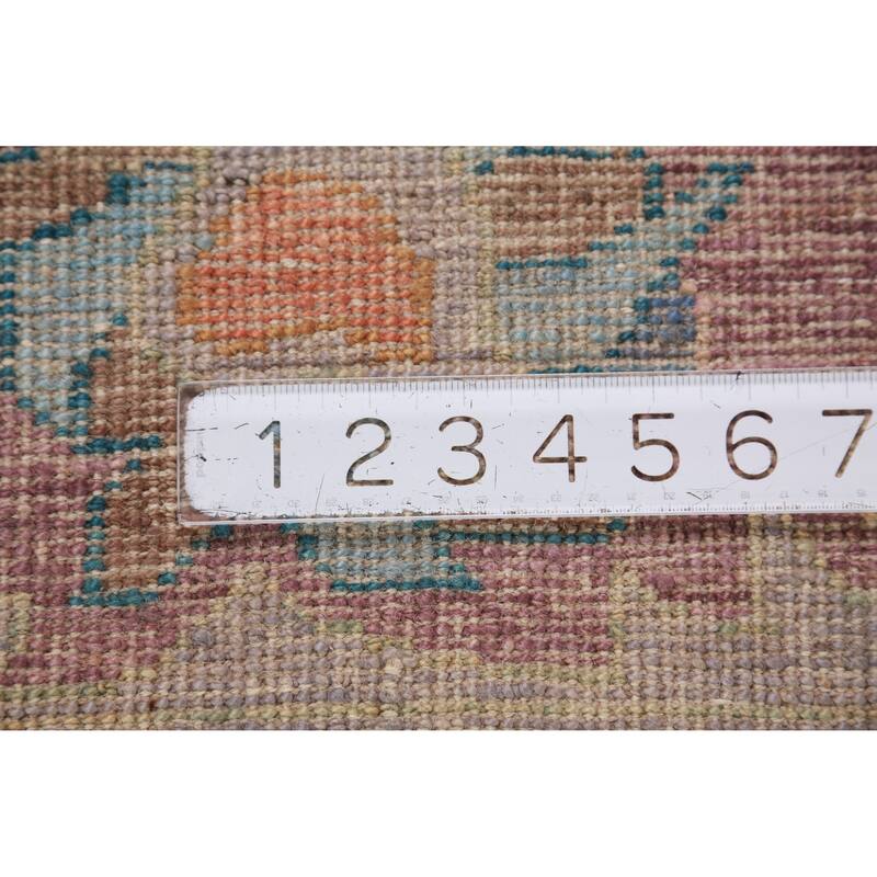 Hand Knotted Oriental 100% Wool Carpet Transitional All-Over Purples Oushak Area Rug - 9' 10'' X 8' 1''