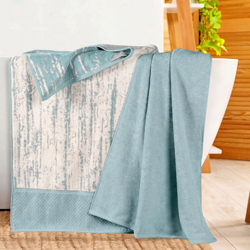 Superior Modern Cotton 2 Piece Oversized Bath Sheet Set- Jacquard Solid & Abstract Patterned Mix
