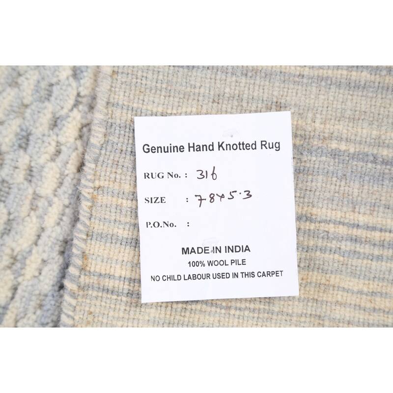 Geometric Modern Moroccan Oriental Foyer Area Rug Wool Hand-knotted - 5'3" x 7'8"