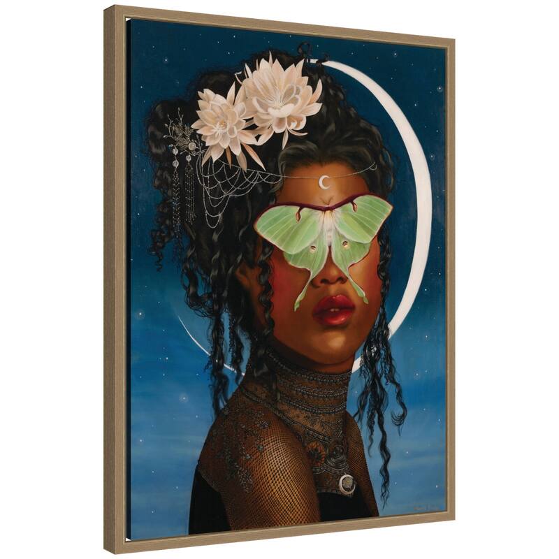 Kate and Laurel Luna Ascending by Charlotte Brindley Framed Canvas Wall Art Print - 18x24 - Gold