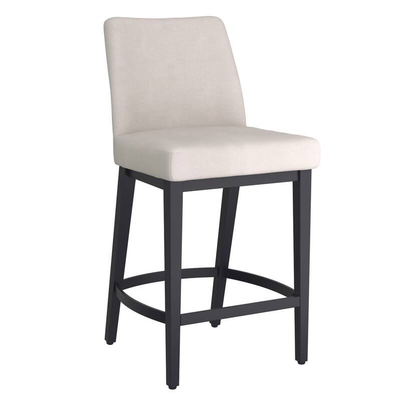 Modern Fabric and Metal 26" Counter Stool, Set of 2 - Beige and Black - N/A - Black