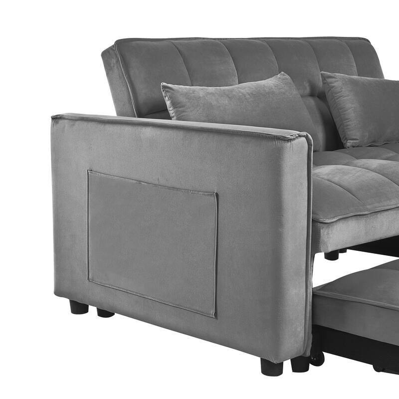 52.75"Velvet 2-Seater Sleeper Sofa with Curved Backrest and Fiber Cotton for Comfort