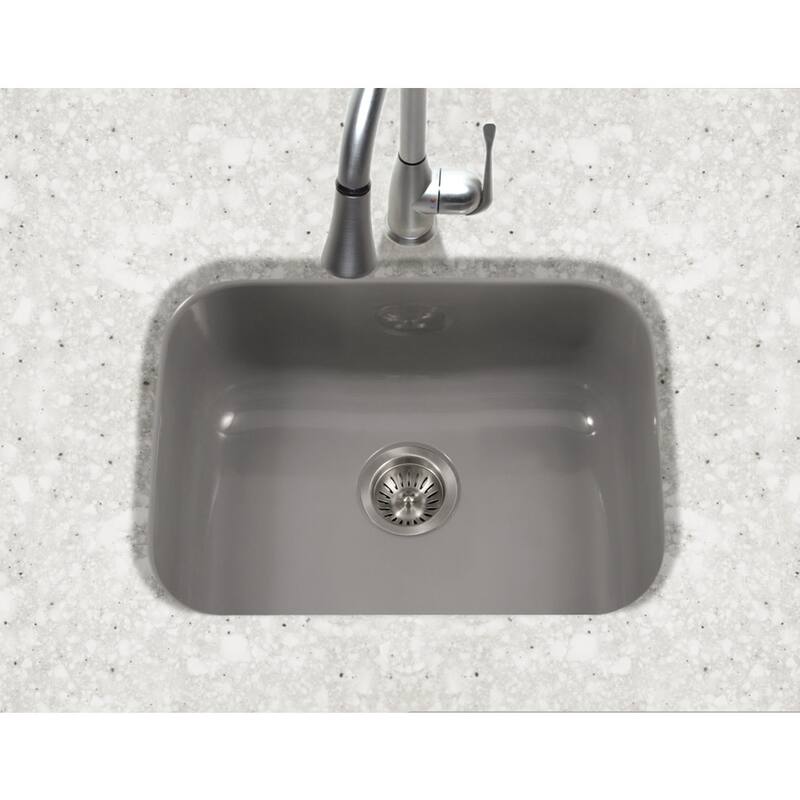Houzer Porcela 22-3/4" Single Basin Undermount Porcelain Enameled
