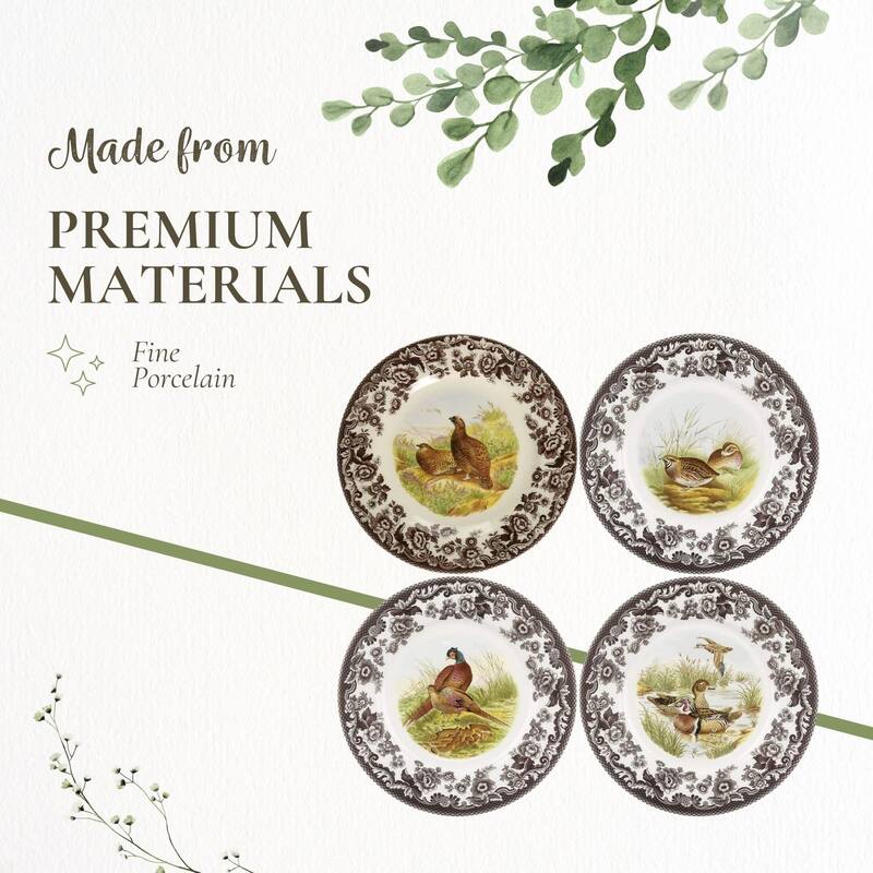 Spode Set of 4 Woodland Canape Plates - 6.5 Inch