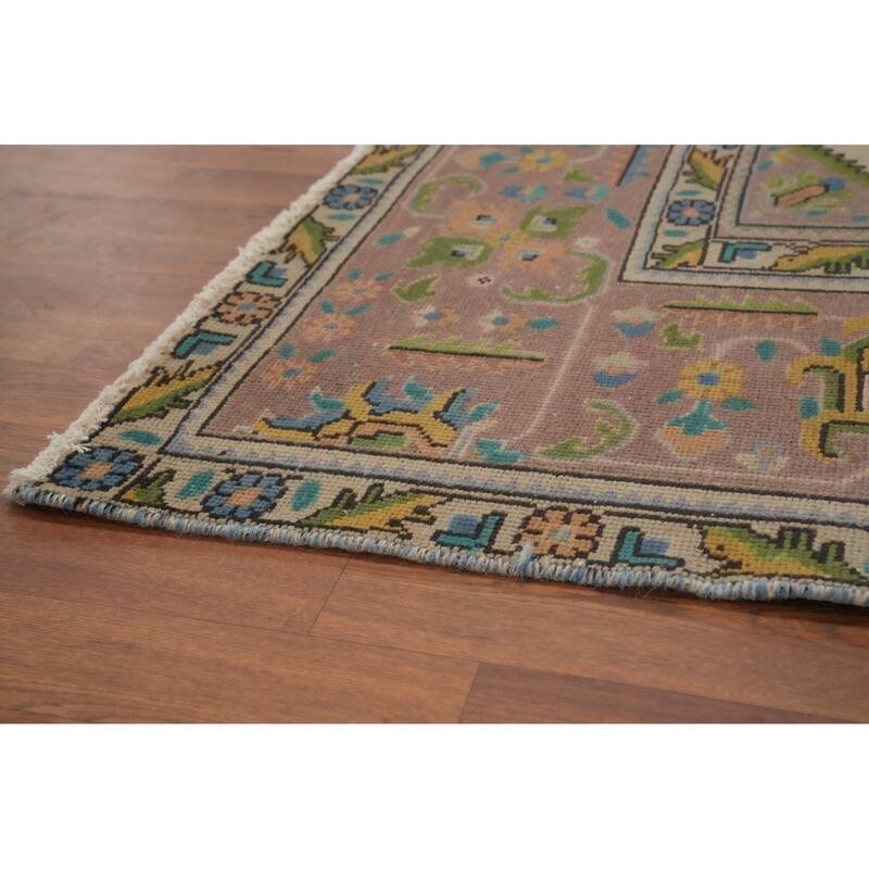 Hand Knotted Oriental 100% Wool Carpet Traditional Floral Brown Tabriz Area Rug - 12' 6'' X 9' 3''