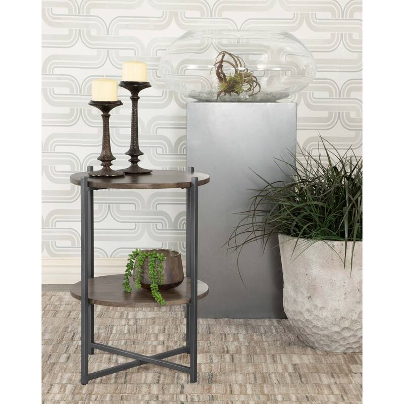 Axel Round Accent Table with Open Shelf Natural