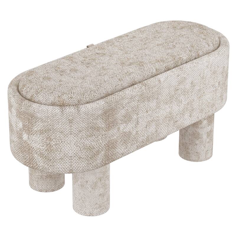 Modern Fabric Storage Ottoman Bench