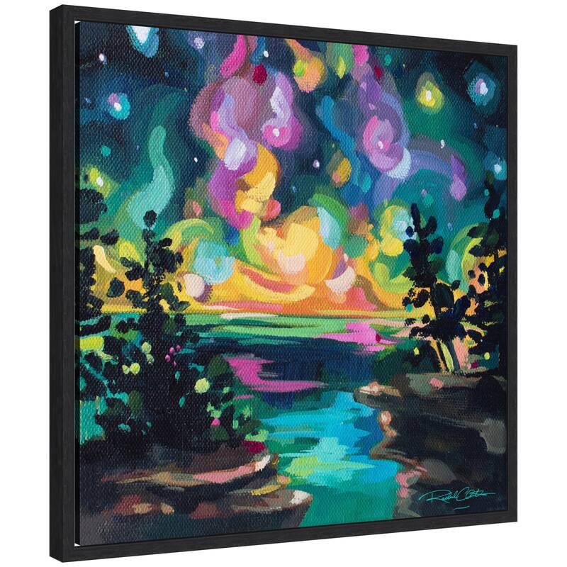 Kate and Laurel Sylvie Starry Night in Door County Framed Canvas by Rachel Christopoulos - 22x22