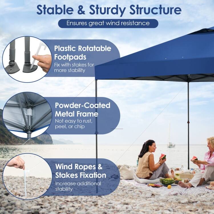 10 x 10 Feet Foldable Outdoor Instant Pop-up Canopy with Carry Bag - 10 x 10 x 6.3-9.4 ft