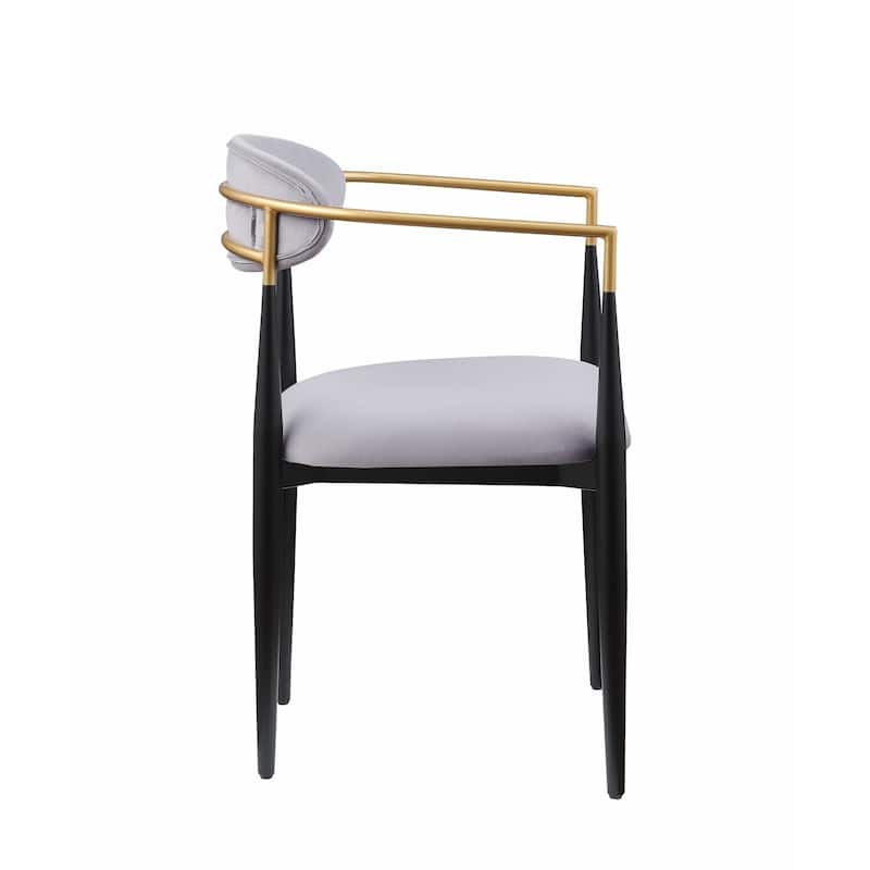 Black and Gold/Gray Fabric Upholstered Metal Frame Dining Chair, Set of 2, Sturdy Dining Chair for Dining Rooms - 22.75