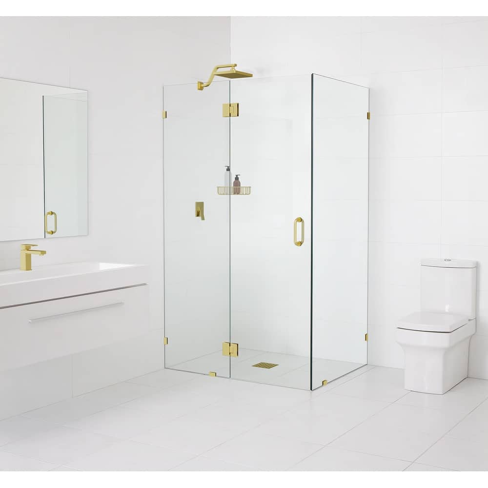 Glass Warehouse 78" x 59" x 36" Frameless 90 Degree Shower Enclosure - Glass Hinge