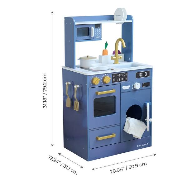 dimension image slide 1 of 3, Teamson Kids Little Chef Lake Tahoe Wooden Play Kitchen - Washer & Mini Garden