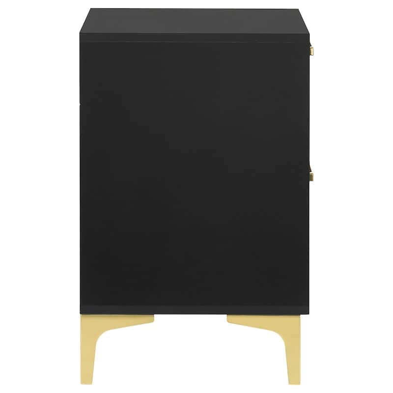 Rectangular Nightstand with 2 Drawers, Bedroom Storage Cabinet with Metal Handles, Accent Cabinet with Metal Legs