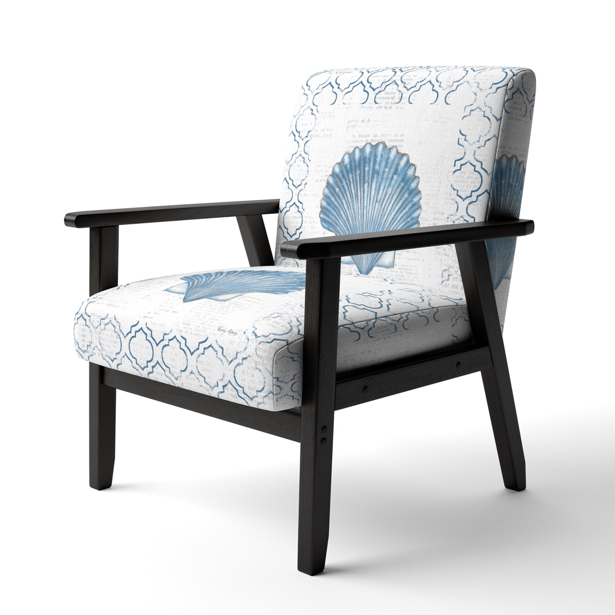 Designart "Navy Blue Scallop Shell" Upholstered Nautical & - Picture 8 of 20