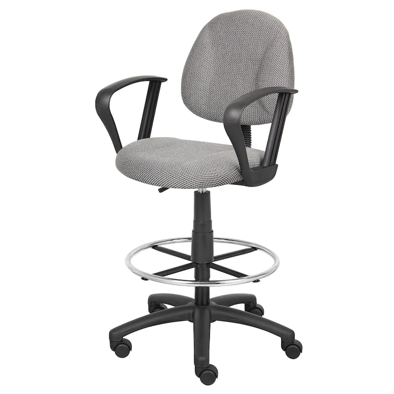 Boss Adjustable Black Loop Arm Drafting Stool with Wheel Casters