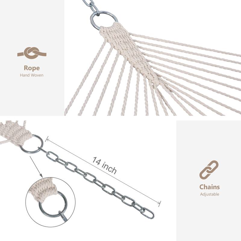 Durable 2 Person Rope Hammock with Polyester Quilted Pad and Pillow - 76*52