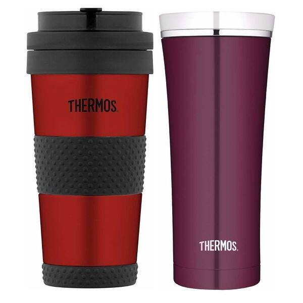 Shop Thermos Vacuum Insulated 14 16 Oz Travel Tumblers Cranberry Red Burgundy Overstock 19628326