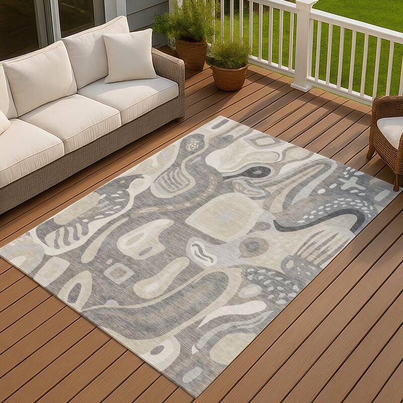 Machine Washable Indoor/ Outdoor Modern Picasy Chantille Rug