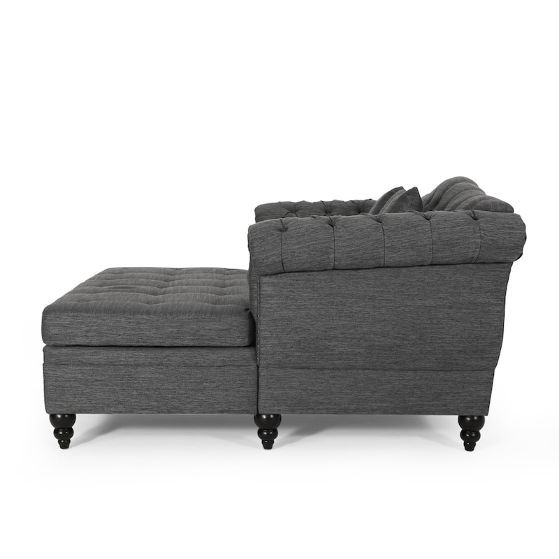 Wellston Tufted Double Chaise Lounge by Christopher Knight Home - 62.50" L x 58.50" W x 34.00" H