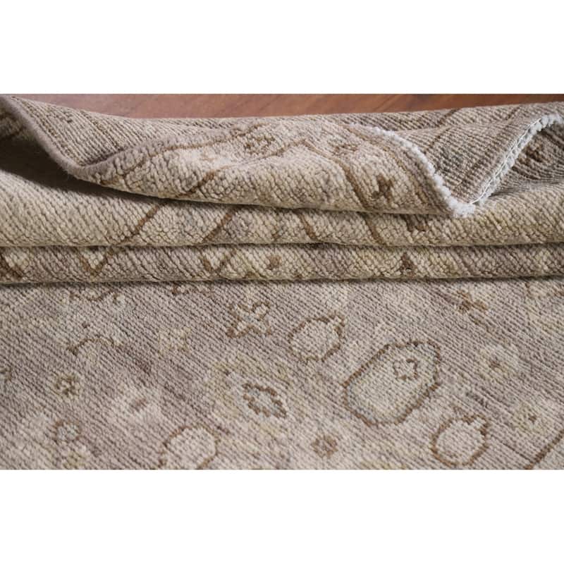 Hand Knotted Oriental 100% Wool Carpet Transitional All-Over Brown Oushak Area Rug - 6' 6'' X 4' 0''