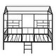 preview thumbnail 5 of 8, Twin Size House Bed with Semi-enclosed House-shaped Frame, Ladder, Full-length Guardrail - Black Creative Metal House Bed Frame
