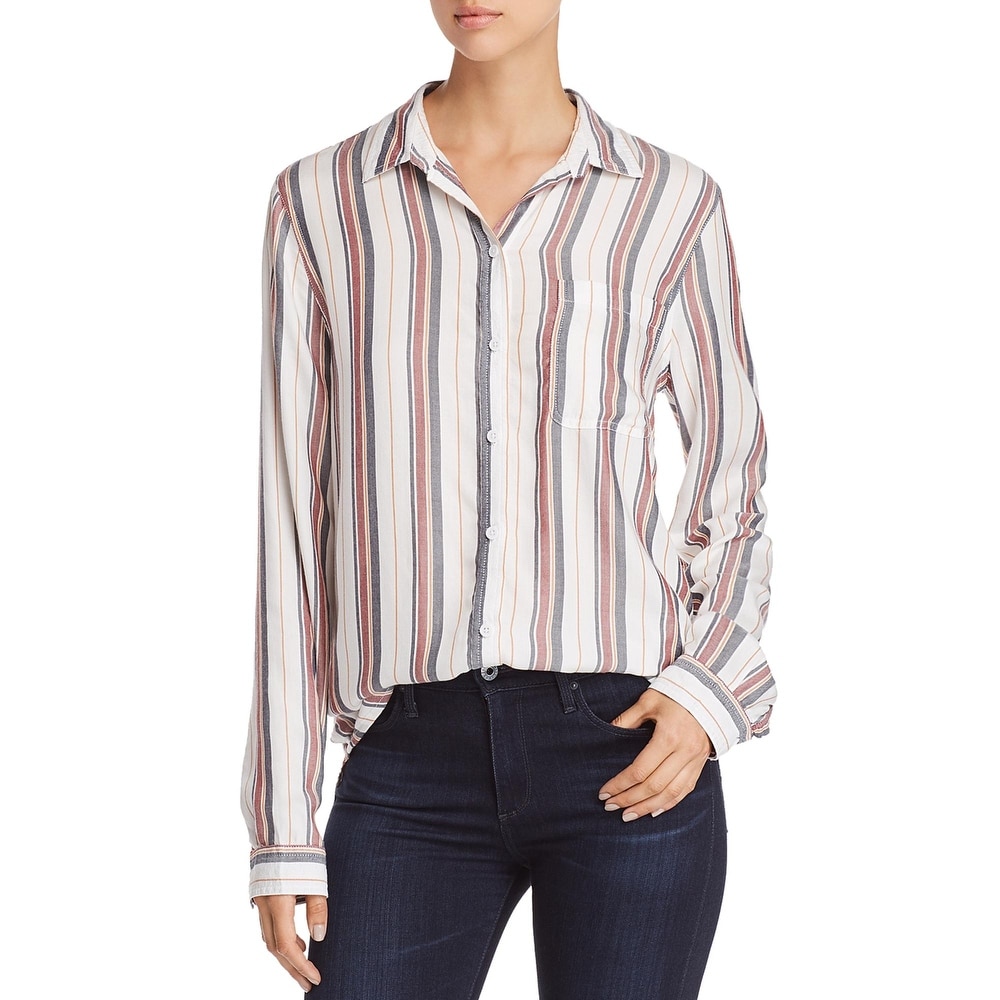 Beach Lunch Lounge Womens Charley Hi-Low Rayon Button-Down Top Shirt BHFO 3215