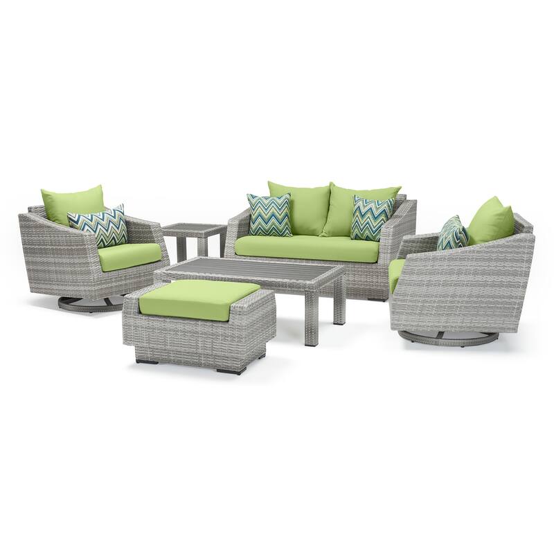 Cannes 6 Piece Sunbrella Outdoor Patio Love & Motion Club Seating Set