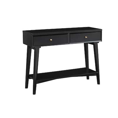 Solid Wood Console Table with Drawers and Floor Shelf - 42” L x 14” W x 33” H