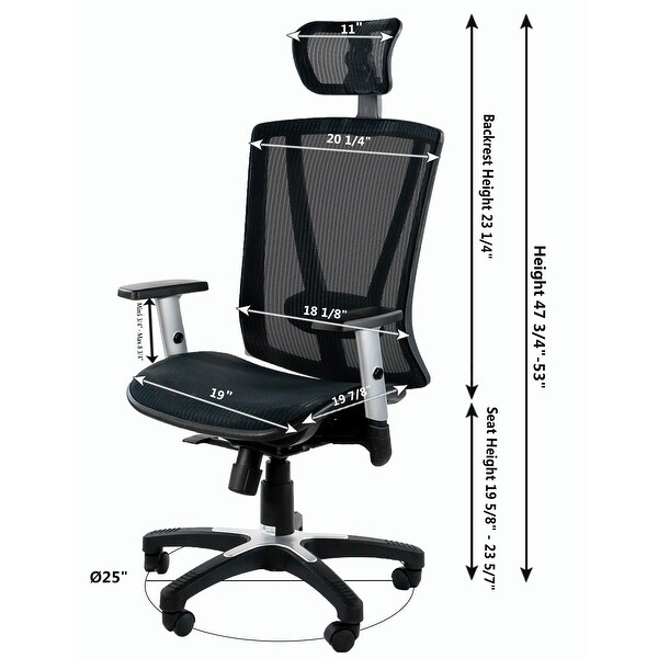 ErgoMax Office Fully Meshed Ergonomic Height Adjustable Black