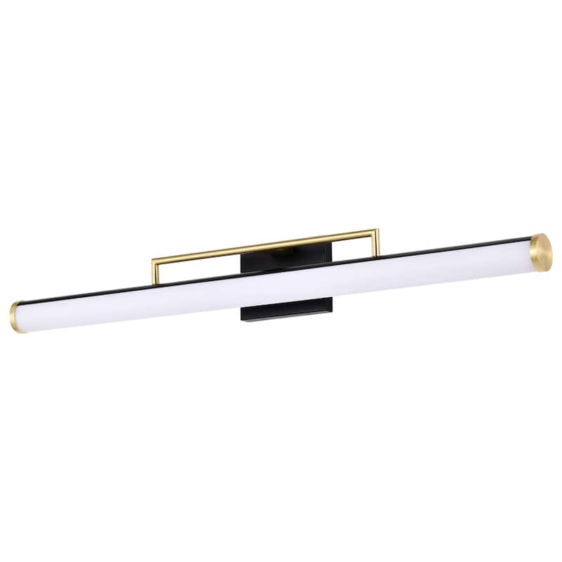 Solano Large Vanity - LED - Black and Brushed Brass Finish - White Acrylic Lens - Black/Brushed Brass