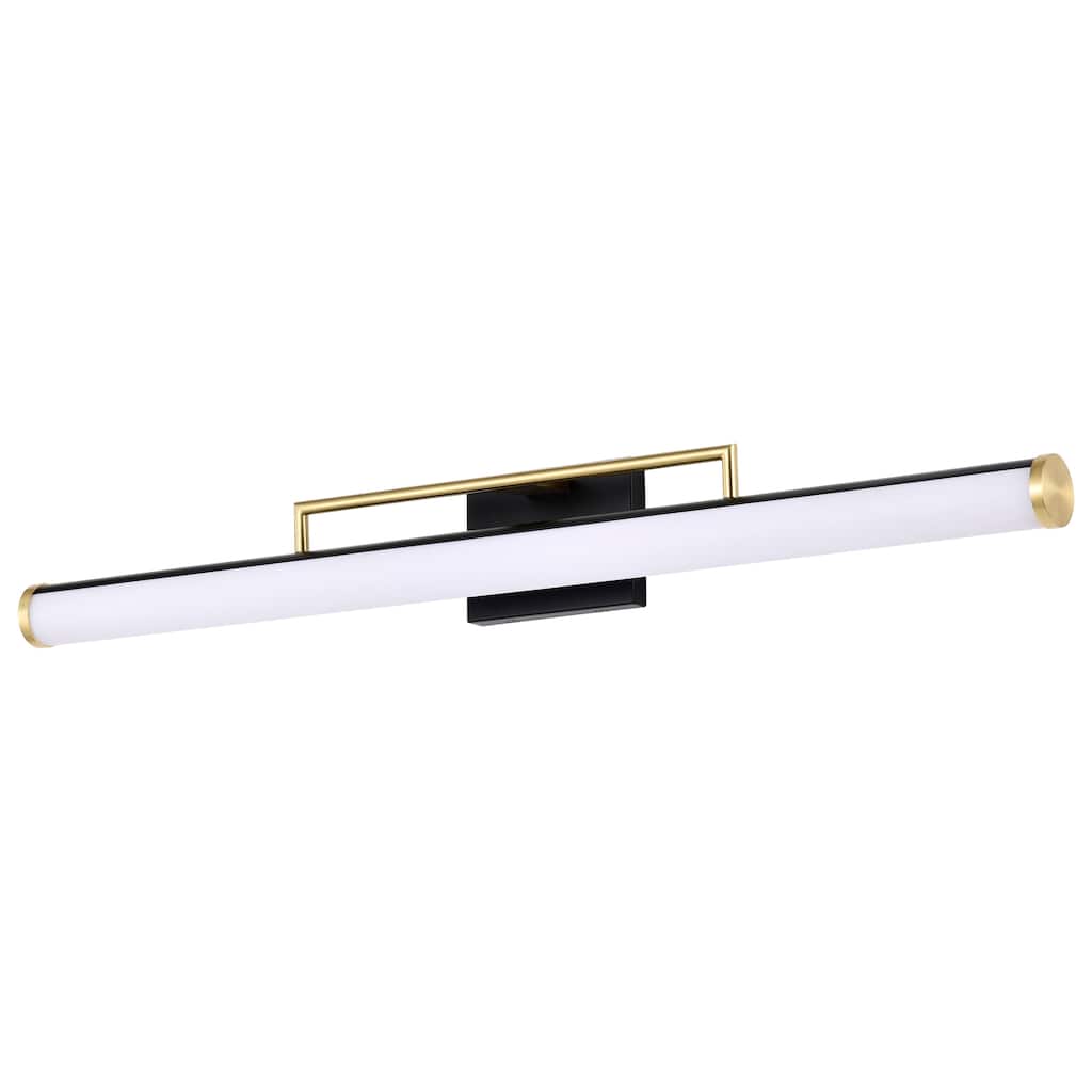 Solano Large Vanity - LED - Black and Brushed Brass Finish - White Acrylic Lens