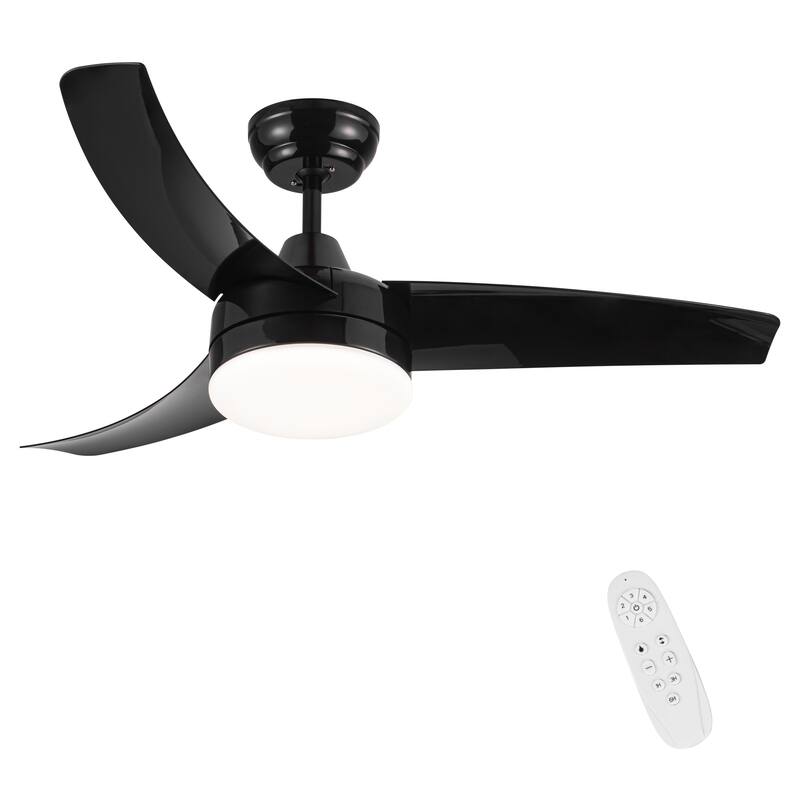 42-Inch 3-Blade Matte Black DC Motor Modern Contemporary LED Ceiling Fan-42 in x 42 in x 10.34 in