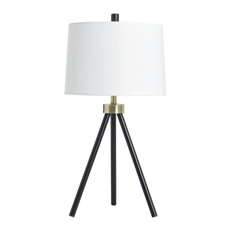 StyleCraft Steel Table Lamp - Werth Gold & Black - White Shade - Werth Gold, Black, White