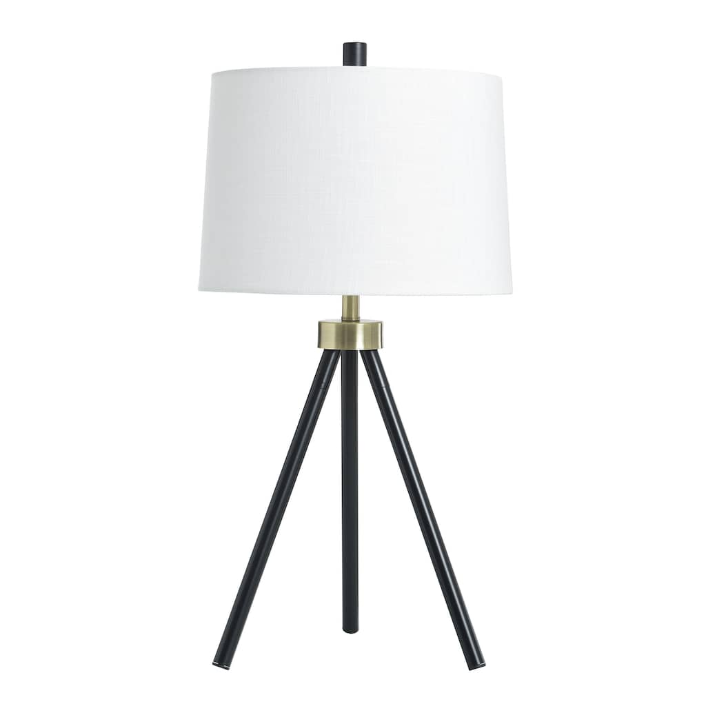 StyleCraft Steel Table Lamp - Werth Gold & Black - White Shade