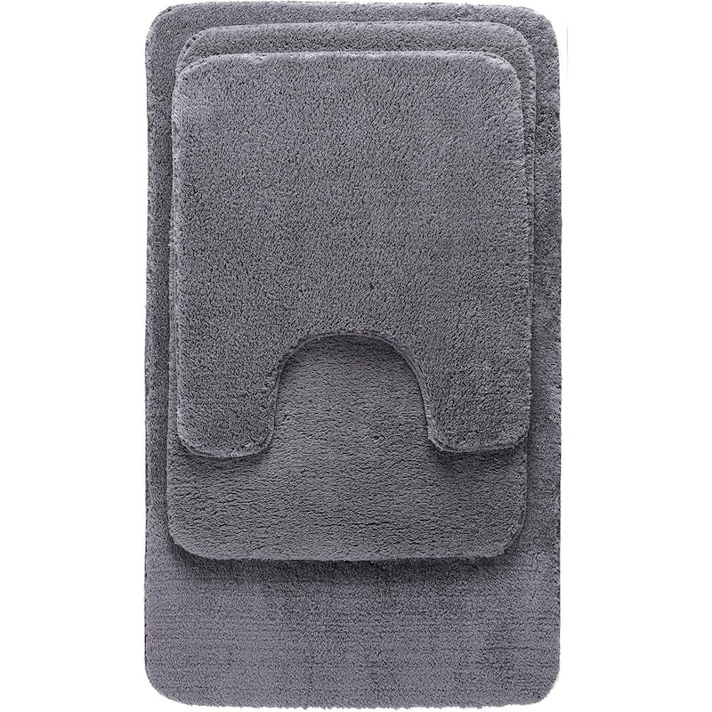 3 Piece Bathroom Rugs Set - Non-Slip Bath Rugs for Bathroom Floor