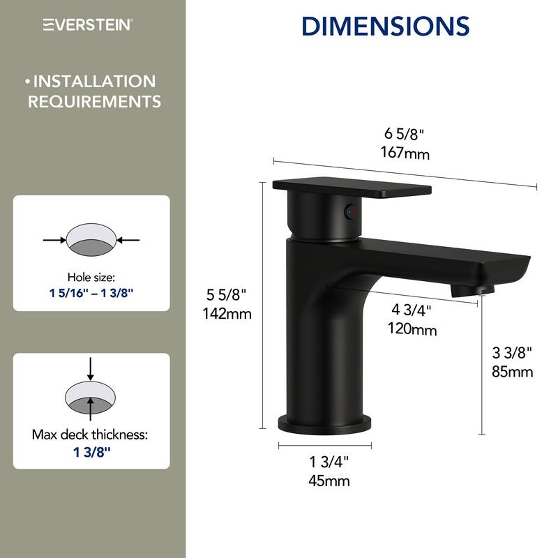 Single Hole Bathroom Faucet with Drain Assembly, Single Handle Bathroom Sink Faucet