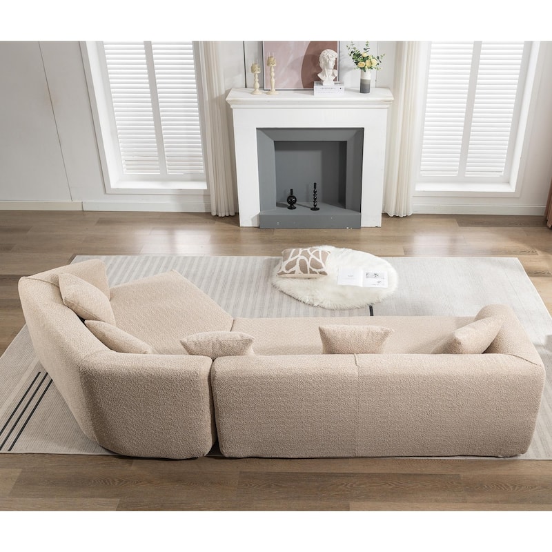 Modular 2-Piece Sleeper Sofa with Crocheted Yarn Fabric, Easy to Move