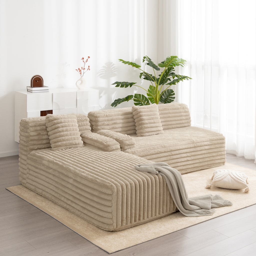 Modern Modular Cloud Sectional Sofa with Throw Pillows for Living Room and Guest Room, Convertible Layout