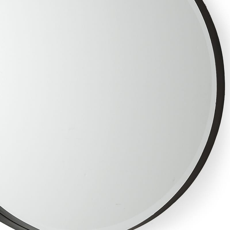 HomeRoots 24" Black Metal Round Framed Accent Mirror - 24.41 in. x 24.41 in. x 2.36 in.